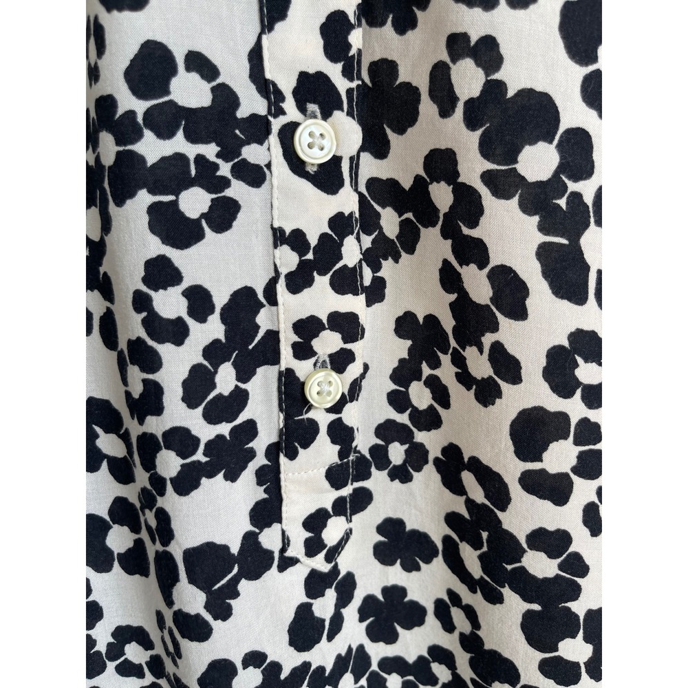 LOFT Womens Black White Floral Leopard Print Rayon Button Up Blouse Size M - Picture 4 of 14
